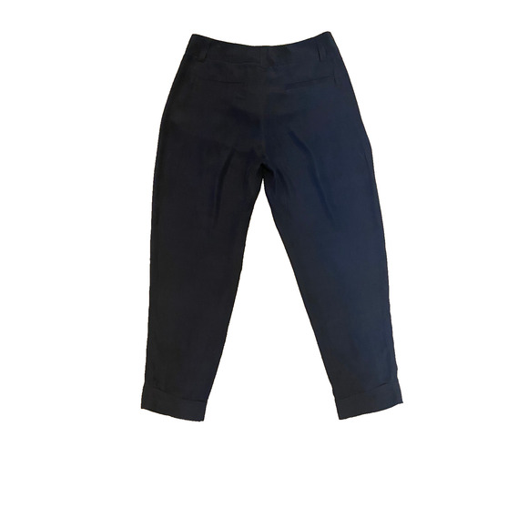 Alice + Olivia Employed Pants Women's Blue Navy Tapered Silk Torusers Sz 4 - Picture 5 of 11